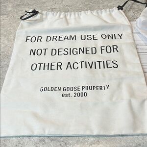 Golden Goose White Drawstring Dust Bag with Black Print